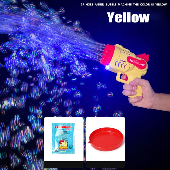 Bubble Gun Rocket 69 Holes Soap Bubbles Machine Gun Shape Automatic Blower  With Light Toys For Kids Pomperos Children Day Gift