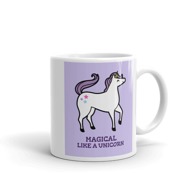 UNICORN ON PURPLE BACKGROUND READS MAGICAL LIKE A UNICORN