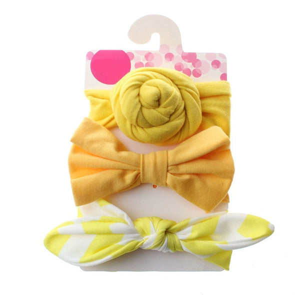 3 Pcs/Set Floral Bows Baby Headband Dot Bowknot Baby Girl Headbands