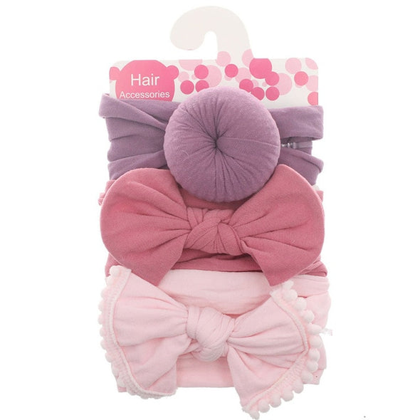 3 Pcs/Set Floral Bows Baby Headband Dot Bowknot Baby Girl Headbands