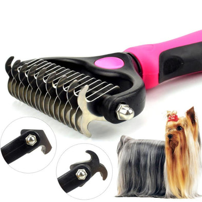 Hair Removal Comb for Dogs Cat Detangler Fur Trimming Dematting Deshedding Brush