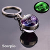 Constellation Luminous Keychain Glass Ball Pendant Zodiac Keychain